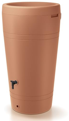 Regentonne - 230 Liter im Stil einer Amphore H 110 cm - Terrakotta | Regenfass Frostsicher und UV Beständig - Regenfass - Regenwassertonne - Regenwassertank - Regenwassersammler