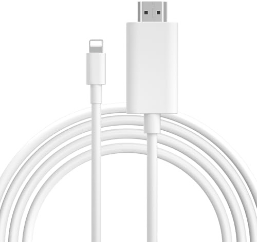 Zhpamax HDMI-Kabel für iPhone (kein Strom-Lightning-auf-HDMI-Kabel erforderlich), digitaler AV-Adapter, 1080p, HD-Video-Synchronisationsbildschirm, Anschluss iPhone auf HDMI, für TV-Projektor-Monitor