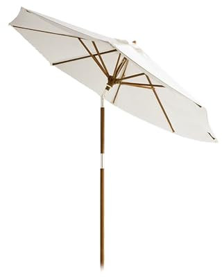 Petit parasol de jardin incliné 180cm, Parasol de marché extérieur, Parasol pliable en bois pour piscine, terrasse, balcon(Color:Beige)