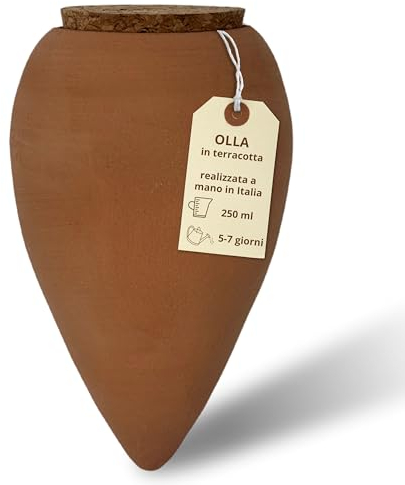 Toocook Olla in Terracotta Artigianale per irrigazione Automatica Ecologica e Naturale per Piante da Interno ed Esterno con autonomia di Circa 7 Giorni - Realizzata a Mano - 250 ml (Naturale)