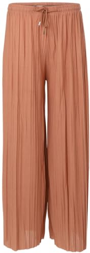 Malito - Pantalon Plissé Ample et Fluide en Mousseline de Soie Long d'Été Style Marlène