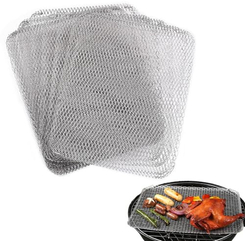 SagaSave Tappetino usa e getta in rete per barbecue, 10 pezzi, antiaderenti, in alluminio, per grigliare, cucinare, accessori per barbecue all'aperto