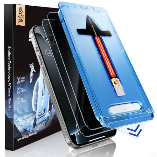 MAGIC JOHN Privacy Screen Protector for iPhone 16 Pro Max 6.9 inch, 2 Pack | 28° Anti-Spy, 9H Hardness Tempered Glass, Easy Installation Kit, Bubble Free, 1:1 Full Coverage, Scratch Resistance