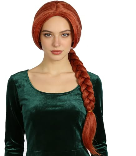 Linfairy Perücke Prinzessin Rot Braun Cosplay Perücken Kostüm Halloween für Erwachsene Frau Synthetische Perücken (Red Brown)