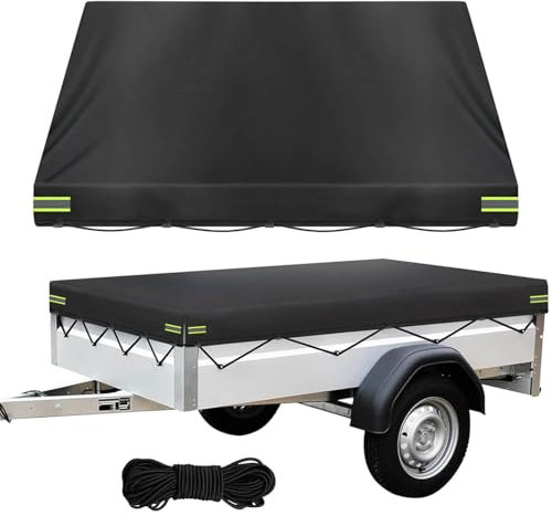 Housse de remorque imperméable toutes saisons 214 x 122 x 13 cm – Oxford 600D robuste ajustement universel pour remorques, camping-cars et camping-cars | Protection contre la neige, les UV, les