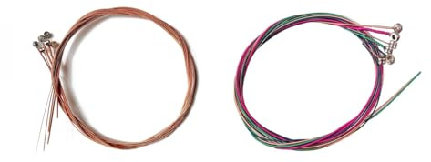 Msagkah 2 juegos de cuerdas para guitarra acústica | resistentes al desgaste y al óxido, de acero inoxidable, para guitarra acústica (Cobre+Multicolor)