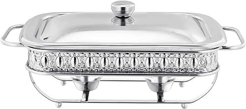 CWCQGH Stainless Steel Rectangular Chafer Pans, Chafing Dishes Set For Catering Buffet Warmer, For Buffet Catering Kitchen Party,2L (Silver One Size)