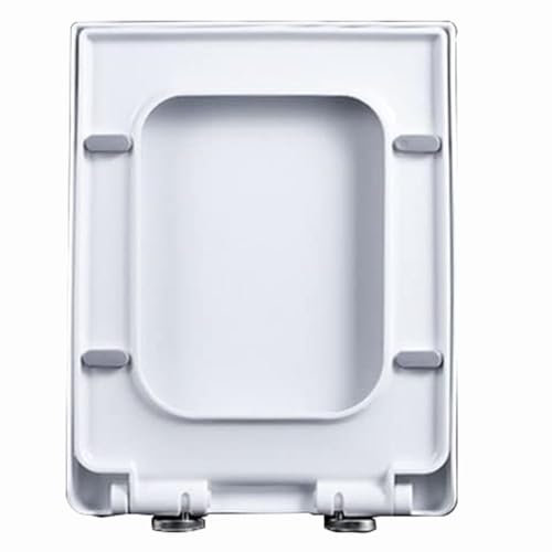 Giural Asiento de Inodoro con Cierre Suave y Lento, 35x45cm, Tapa WC Universal Blanco de PP, Tapa de Inodoro Cuadrado con Liberación Rápida para una Fácil Limpieza, Bisagras Ajustables