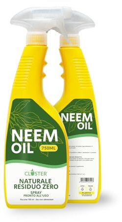 CLOSTER Olio di Neem Spray per Piante, Made in Italy - 750 ml Pronto all'Uso - Ridona Bellezza alle Piante e le Protegge - Azione Naturale e Sicura
