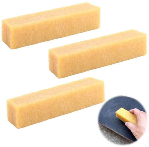 LOPYXBR Lot de 3 gommes en caoutchouc naturel - 200 x 40 x 40 mm - Jaune - Bloc de ponçage en caoutchouc - Nettoyeur de bande abrasive pour nettoyer les bandes de ponceuse et les disques de ponçage