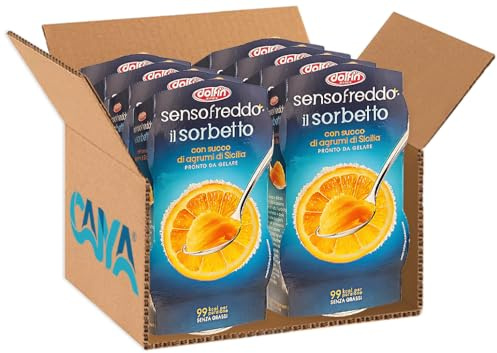 Sensofreddo Il Sorbetto con Succo di Agrumi di Sicilia Pronto da Gelare, Senza Glutine (Gluten Free) 200ml [BOX con 8 Confezioni]