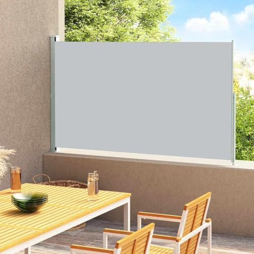 Toldo Lateral Extensible, Material Poliéster y Acero, Diseño Retráctil Automático, Protección UV y Privacidad, Toldos Laterales, Toldo Lateral Retráctil Exterior, Color Gris, 200x300 cm
