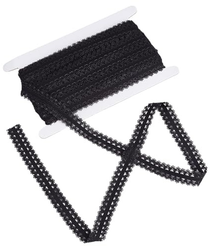 letsinstyle 20 Yards Schwarze Elastische Spitze Mit Picot Rand 3/4 Zoll Stretch Schnürsenkel Mit Rüschenrand Stretch Randbesatz Elastisches Spitzenband Zum Nähen von Stirnbändern Kostümdesign