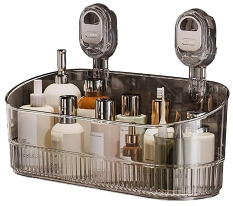 Mensola Doccia Con Ventosas - Senza Foratura, Sistemas Di Stoccaggio Del Bagno, Porta Bagnoschiuma Shampoo Rimovibile E Antiruggine, Con Scarico Inferiore, Per Doccia Accessoris, Bagno Cucina