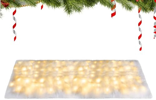 Quorvex Weihnachts Schneedecke Rolle - WeihnachtsBeleuchtete Schneedecke | Kunstschnee Matte Tischdecke Faltbar 8 Beleuchtungsmodi Dekorationen,Für Feiertage Boden Innenbereich Kamine Bäume Winter