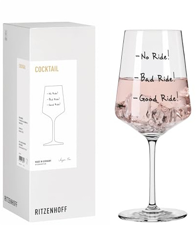 RITZENHOFF 8084013 Cocktail Glas 500 ml, Serie Reitgold - Anja Fee Edition mit humorvollem Schriftzug im minimalistischen Design – Made in Germany