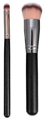 BIUDECO 2 Stück Make Up Pinsel Foundationpinsel und Verblendpinsel aus Dichten Synthetischen Borsten für Gleichmäßiges Bräunen Gesicht Kosmetikwerkzeug für Mädchen
