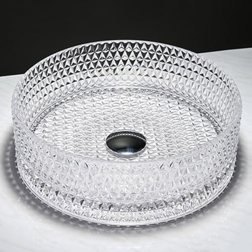 ZYCDP Lavabo Da Appoggio Vetro Lavandino Da Appoggio Bagno Rotondo 360 X 360 X 115 mm Trasparente