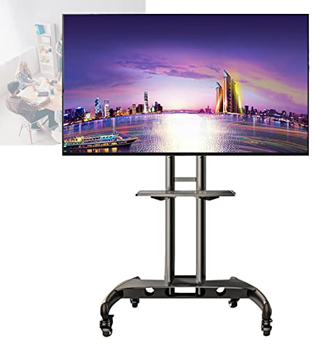 QYMYOZ Mobile Tv Cart with Wheels for 55-80 Inch LCD Led OLED Flat Curved Screen Outdoor Tvs Trolley Up to 90.9Kg/200Lbs Movable Monitor Holder with Tray Max 800X500,S(Section a