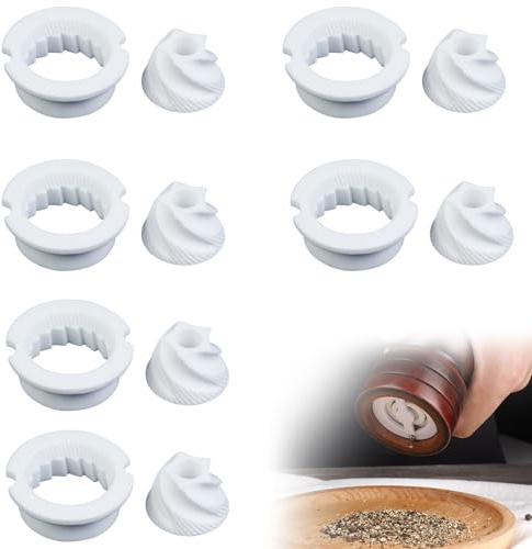 Yeeliv Salt and Pepper Grinder Parts 6pcs, Ceramic Grinder Core Pepper Mill Replacement Parts for DIY Spice Grinder Accessories, White