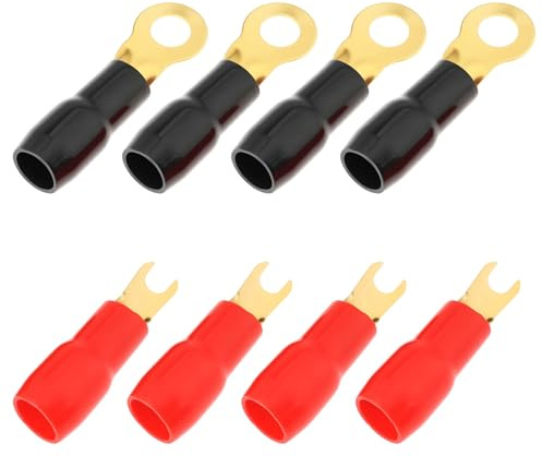 AS Axis Spindleon Kabelklemmen, Ringgabelösen, 8 mm, rot, schwarz, Isolierung, kompatibel mit 20 mm² Stromkabel, 8 Stück
