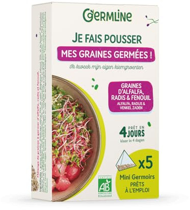 Mini Germoir Alfalfa/Radis/Fenouil Germline – Lot de 5 | Germination facile de graines | Idéal pour débuter | Germline