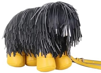Fransväska, valp tofs, axelväska, för kvinnor, söt tecknad djurhandväska, designerväska för kvinnor, svart, 28X10.5X21 cm