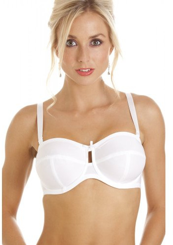 Camille Womens Multiway Strapless Bra - Non Padded & Underwired with Removable Matching & Clear Straps - Cross Back, Strapless, Halter or One Strap White 36F