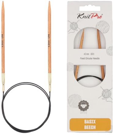 KnitPro Basix - Ferri circolari 80 cm x 4 mm, Colore: Betulla