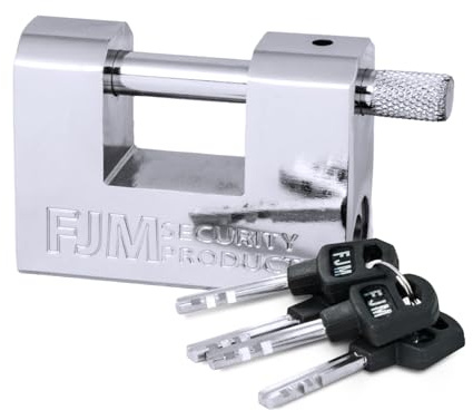 FJM Security Products SPSA60-KA Triple Chrome Plated D-Shaped Security Padlock, Weatherproof and Keyed Alike, 2-⅜ Inch
