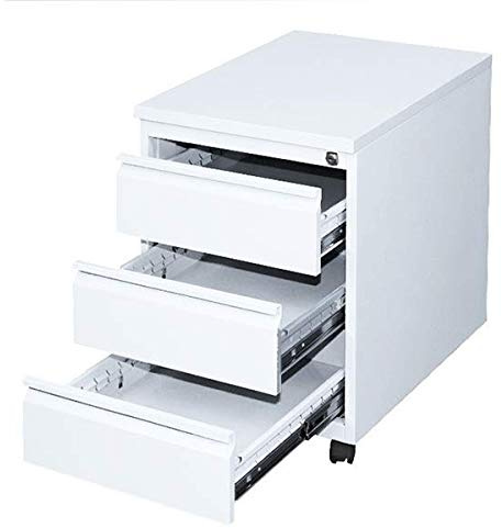 Lüllmann Büro Rollcontainer 505307 weiß 620 x 460 x 600 mm | Komplett montiert, Abschließbar, 3 Schubladen, Für Ordnung im Büro