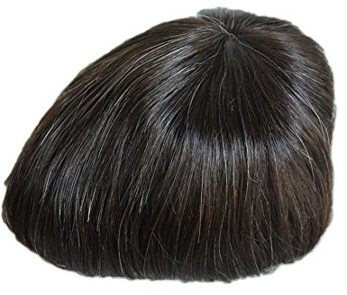 AIRAO Alle Pu Toupee Toupet Haarteil Ersatz Männer Perücken Gebleichte Knoten Unsichtbar Natürlich Aussehende - Indische Menschliche Haar #1B10(Aus Schwarz Mit 10% Weißes Haar)