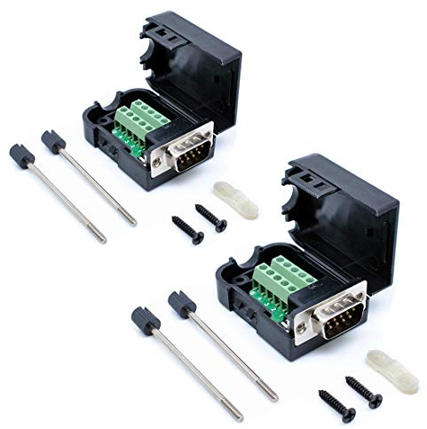 Oiyagai 2 Stück DB9 Stecker 9-polig auf Schraubklemme Anschlussmodul