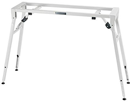 K&M 18953 Stagepiano-Klapptisch - Reinweiß aus Stahl - Höhe 60 bis 100 cm variabel - Klappbar für mobilen Einsatz