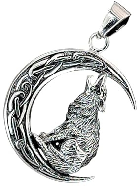 Kiss of Leather Anhänger Wolf im Mond aus 925 Sterling Silber Nr. 355
