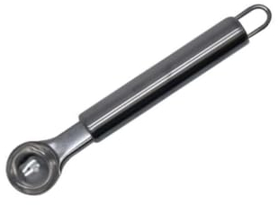 Fackelmann 670456 Cuillère à melon inox, cuillère parisienne, cuillère pour petites sphères, Acier inoxydable, Argenté, 16,5 x 3,1 x 1,8 cm