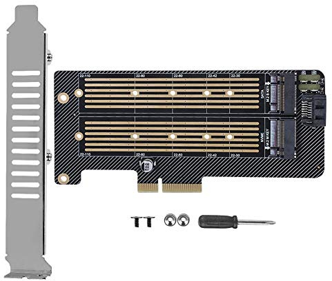 Bewinner PCIE X4 Adapterkarte, M.2 NVMe SSD NGFF zu Kartenkonverter Karte Verdickte Leiterplatte NVMe + AHCI Interface PCIE + SATA Dual Interface
