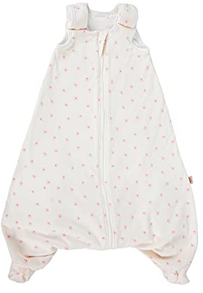 ERGObaby Ganzjahres Baby-Schlafsack mit Füßen Gurtschlitz 6-18 Monate Baumwolle TOG 1 Sommer Winter, On The Move Daisies, Small Single, SLBMDDSY1