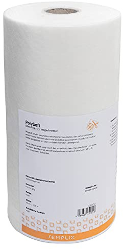 Semplix PolySoft - besonders weiches Stickvlies zum Wegschneiden für dehnbare Stoffe (weiß, 33 cm x 100 m)