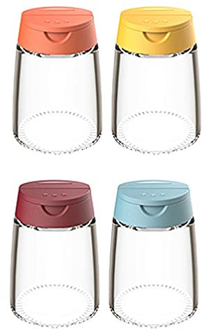 4 Stück Gewürzflaschen Kakaostreuer Puderzuckerstreuer Gewürzbehälter Salzdose Menagerie Salz Pfeffer Grobstreuer Gewürz Menage Gewürzdosen Glas Würze Pp Haushaltsprodukte