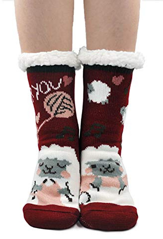 ZFSOCK Calze Pantofole Donna Antiscivolo: Invernali Termiche Calzini Divertenti Fantasia Animale Modello Per Donna Mamma Natale Regali Capodanno 1 Paio