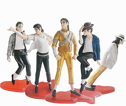 BOMJJOR 5 Pack Michael Jacksn Dolls Rock King Classic Album Action Figure Toy Playset with Box (Concert Version)