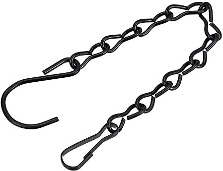 sourcing map Hanging Chains 24cm Extension Link with S Shaped Hooks for Plant Basket Lantern Ornament, Black Pack of 6