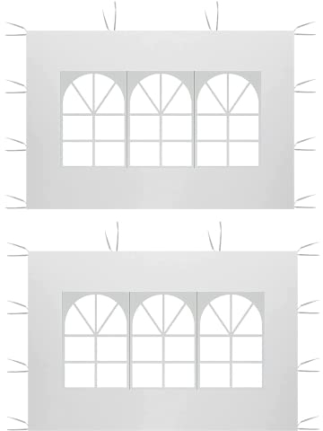 Guangyu Panneaux Latéraux pour Tonnelle Imperméable,3m x 2m Panneau Latéral Gazebo en Tissu Oxford 210D Panneau Latéral de Remplacement pour Tonnelle de Jardin Extérieur Fête Blanc