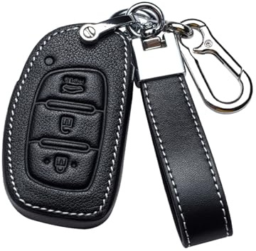 ontto Autoschlüssel Hülle Passt für Hyundai Solaris IX35 IX45 IX20 I40 Tucson Ioniq Elantra Santa Fe Fernbedienung PU Leder Schlüsselcover Schlüsselhülle Schlüsselanhänger Schlüssel Etui-Schwarz C