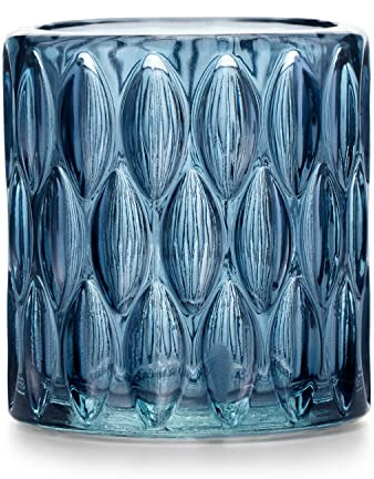 Teelichthalter aus Glas AmeliaHome Kerzenhalter Teelichtglas 9x9,5 cm Vigo Dunkelblau