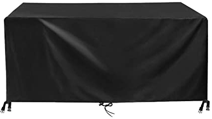 Abdeckung für Gartenmöbel 180x100x75cm Rechteckig Abdeckhaube Gartentisch Wasserdicht Staubdicht Anti-UV Schwarz 1425D Oxford Gewebe Abdeckplane Schutzhülle für Terrassenmöbel Stühle und Möbelsets
