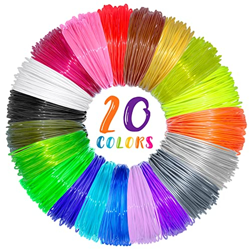 Vomika PLA-Filament-Nachfüllpackungen, 20 Farben, 1,75 mm, Premium-Druck-Filament für 3D-Drucker/3D-Stift, jede Farbe, insgesamt 97,5 m, mit 2 Fingerkappen von Vomika (20)