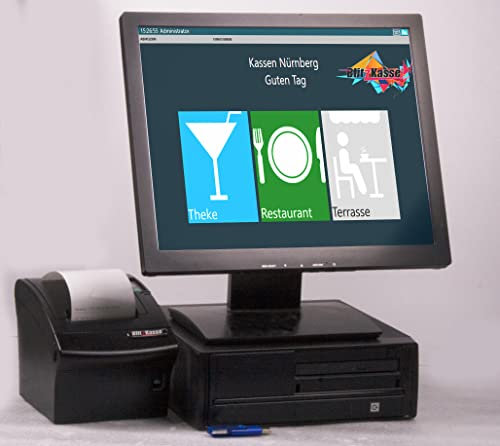 15 Gastronomie Kassensystem – Touchscreen Kasse mit Bondrucker & BlitzKasse Restaurant Software, TSE-konform, ohne Abo, für Café, Restaurant, Pizzeria & Gaststätte