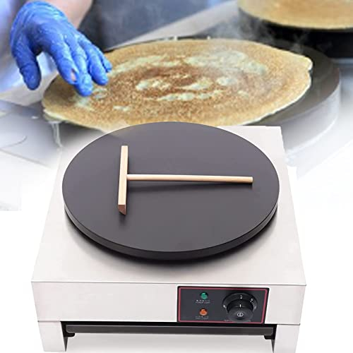 Crepe Maker De Acero Inoxidable Comercial, 3000 W 50-300 ℃/122-572 ℉ Estufa Circular EléCtrica Para Panqueques De Cereales MáQuina De Crepe De Placa Plana Antiadherente Comercial Con Herramienta